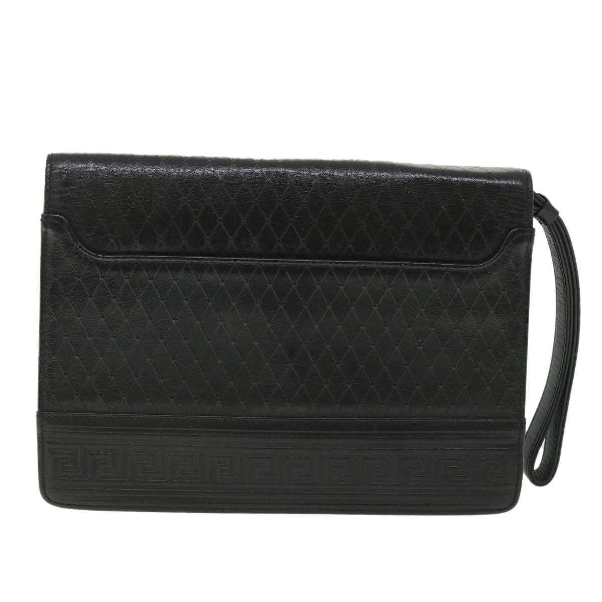 Gianni Versace Clutch Bag Leather Black Auth ac2304 - 0