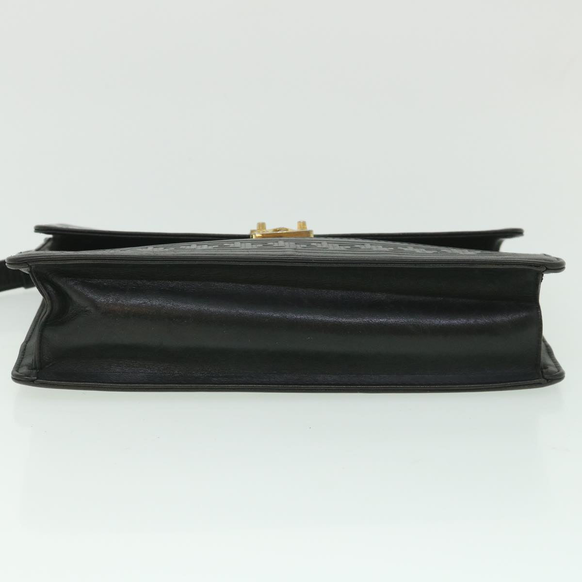 Gianni Versace Clutch Bag Leather Black Auth ac2304