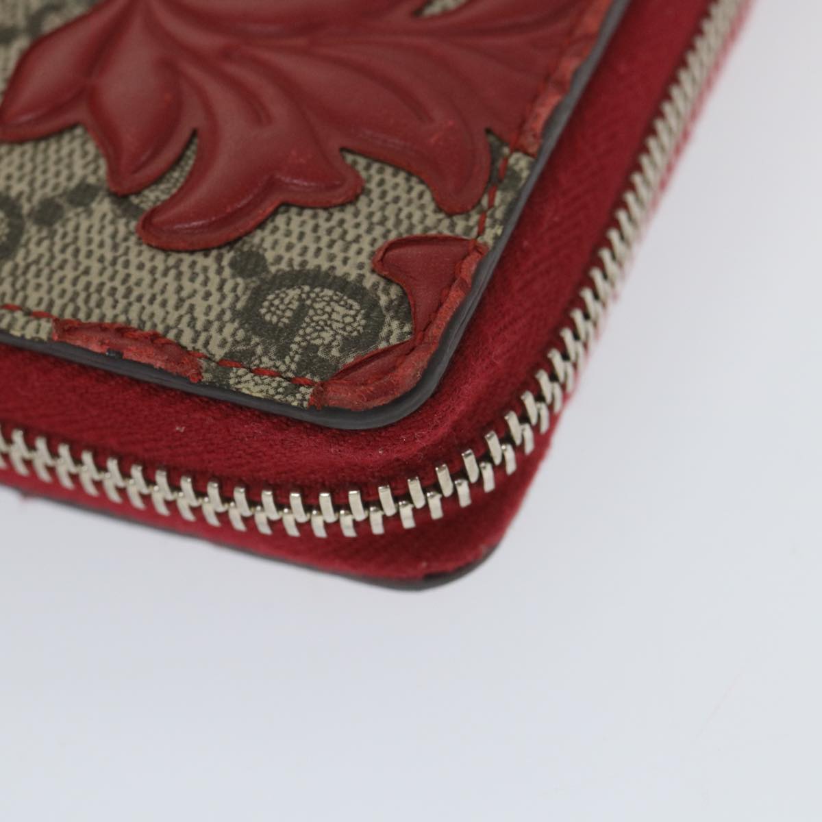 GUCCI GG Supreme Long Wallet PVC Leather Beige Red 410102 Auth ac2308