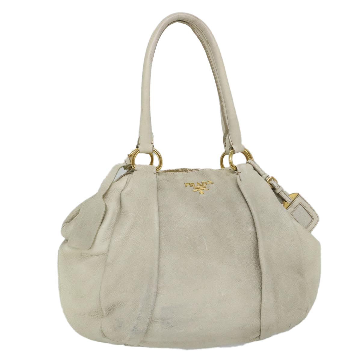 PRADA Shoulder Bag Leather White Auth ac2315