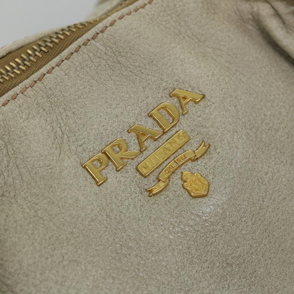 PRADA Shoulder Bag Leather White Auth ac2315