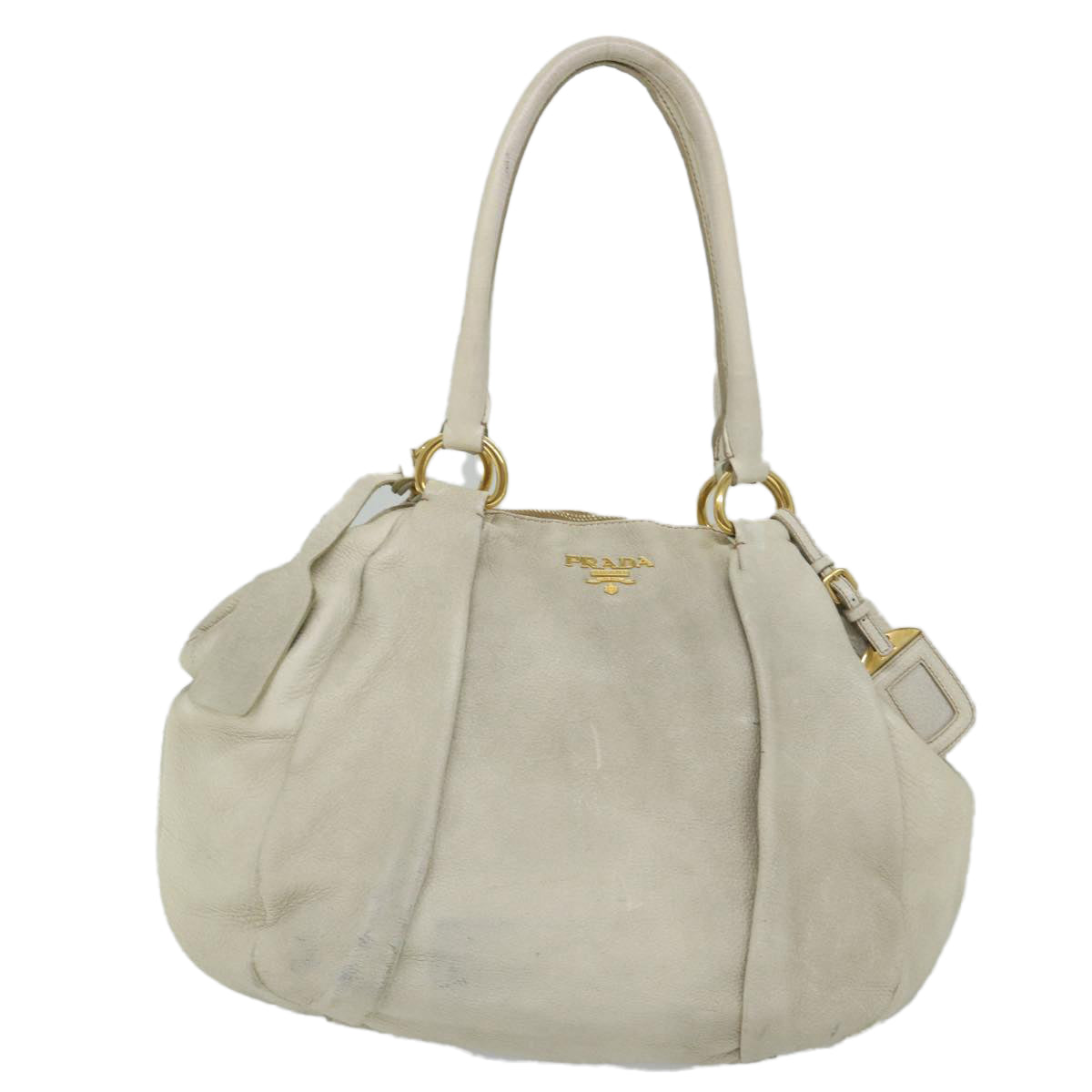 PRADA Shoulder Bag Leather White Auth ac2315