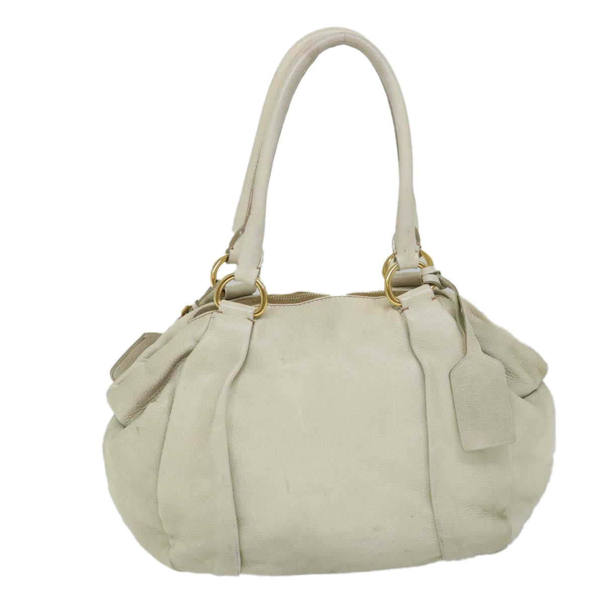 PRADA Shoulder Bag Leather White Auth ac2315