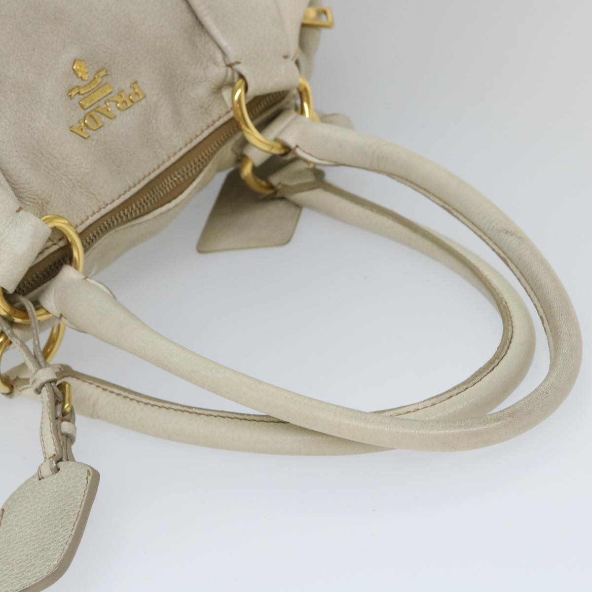 PRADA Shoulder Bag Leather White Auth ac2315