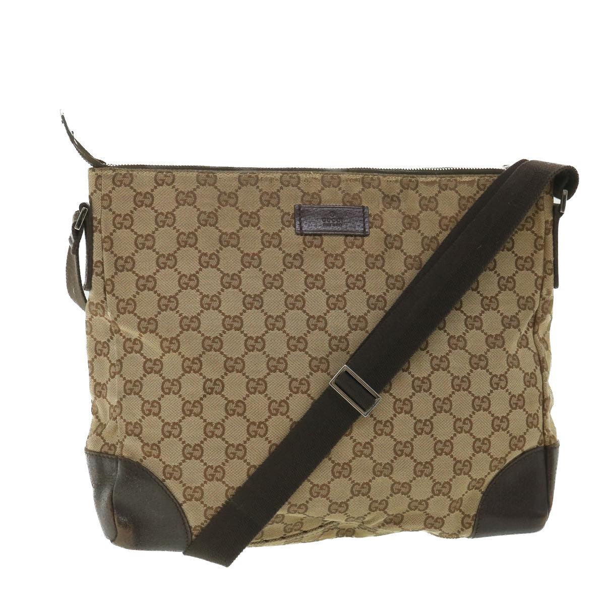 GUCCI GG Canvas Shoulder Bag Beige 110054 Auth ac2320