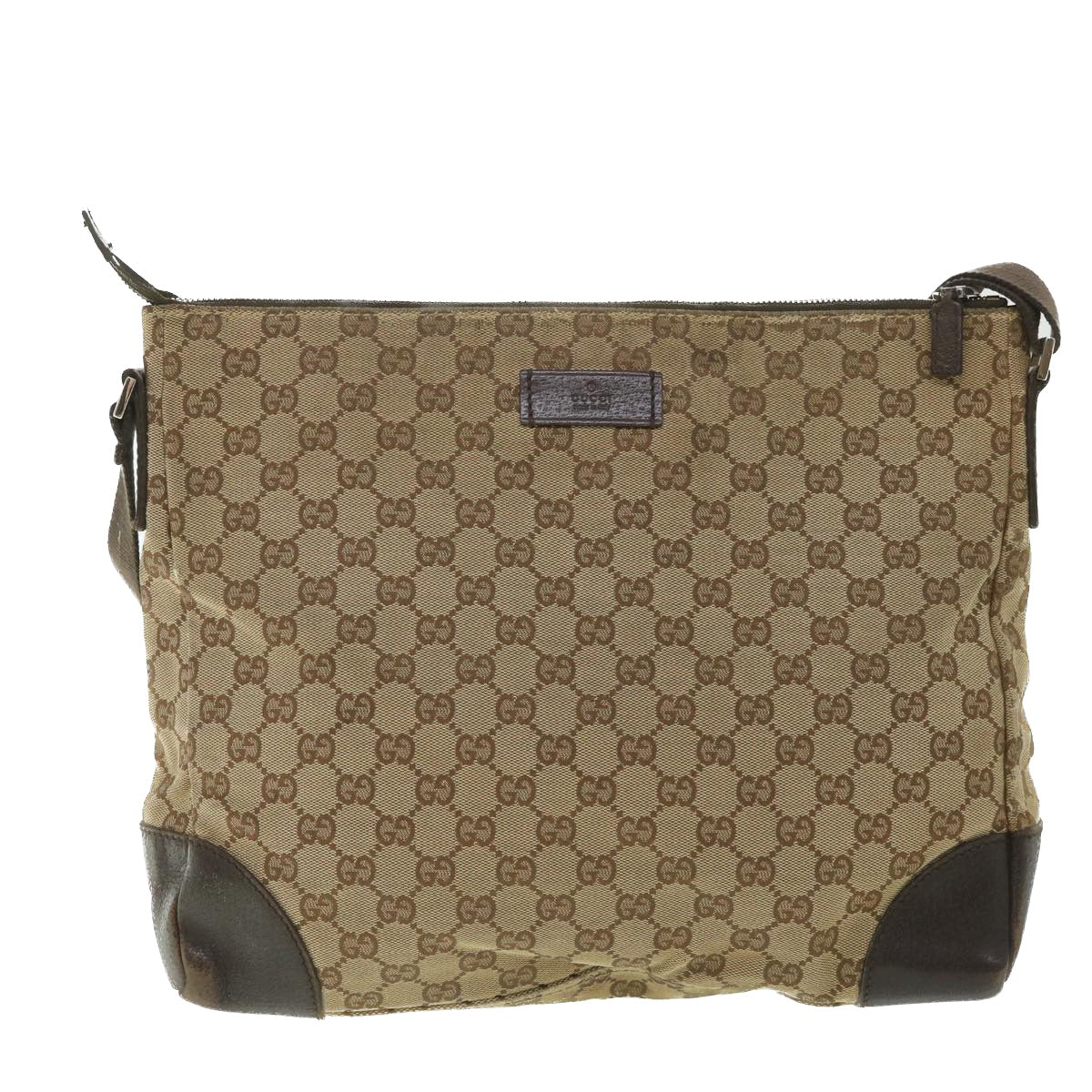 GUCCI GG Canvas Shoulder Bag Beige 110054 Auth ac2320