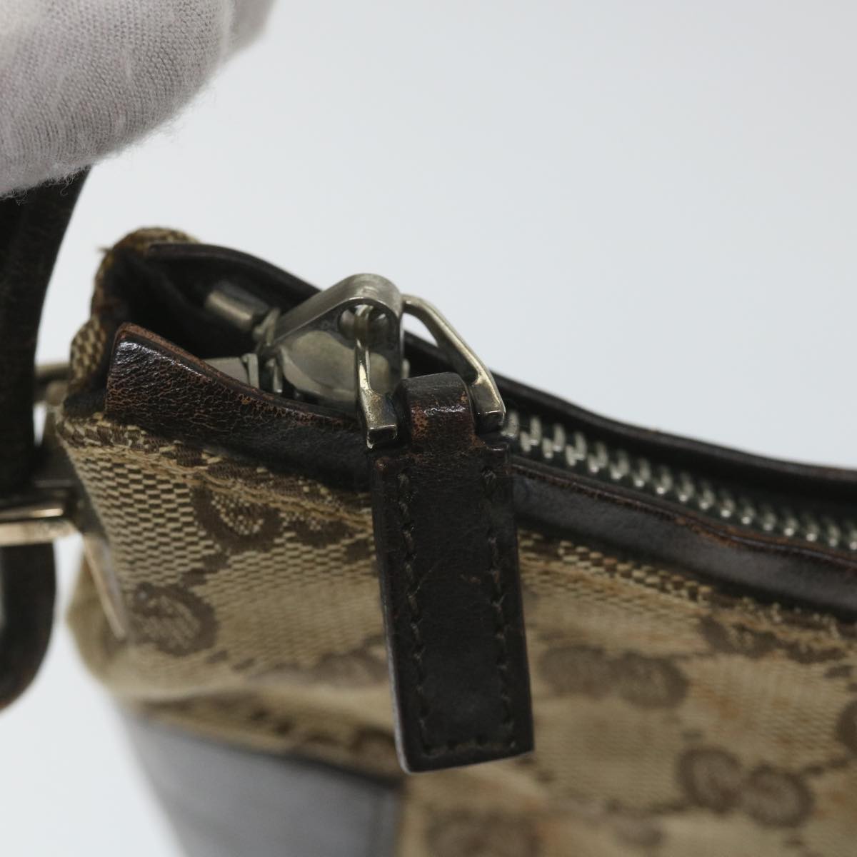 GUCCI GG Canvas Shoulder Bag Beige 001 3766 002046 Auth ac2322