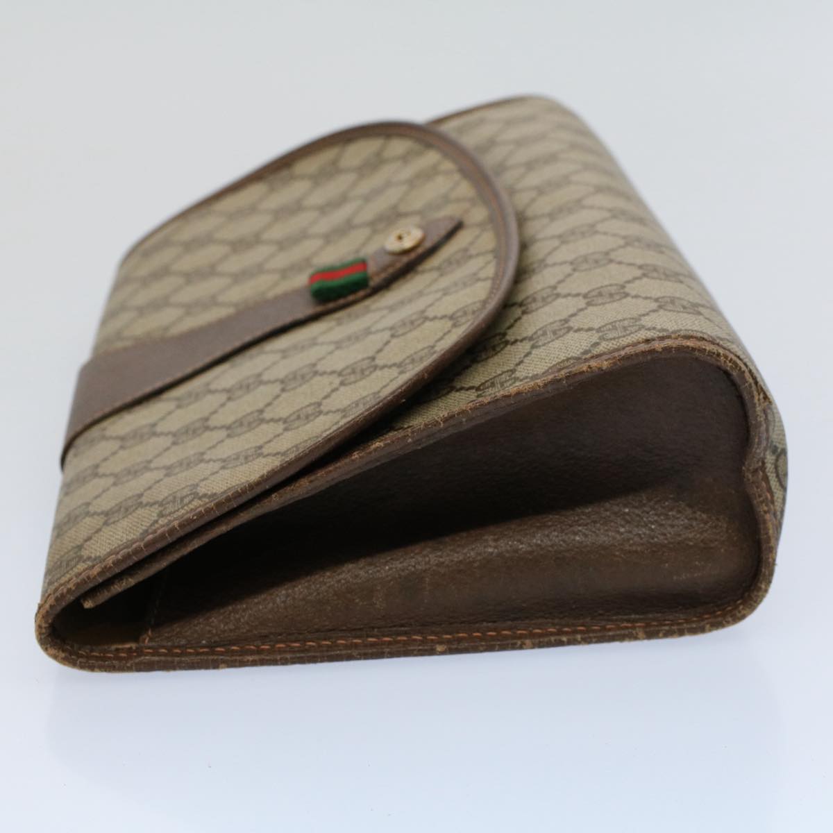 GUCCI GG Supreme Web Sherry Line Clutch Bag 2Set Beige Red Green Auth ac2325