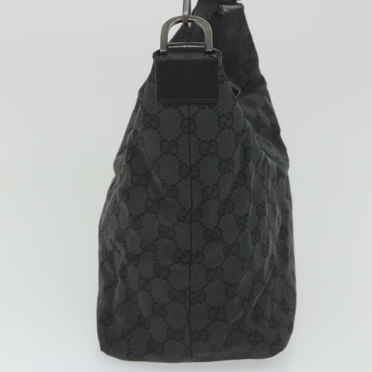 GUCCI GG Canvas Bamboo Shoulder Bag Black Auth ac2332