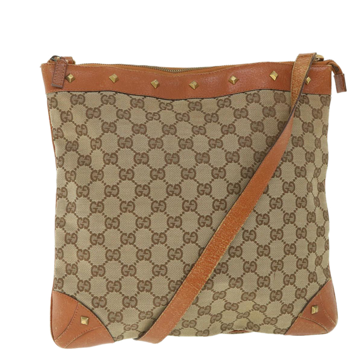 GUCCI GG Canvas Shoulder Bag Beige 120894 Auth ac2335