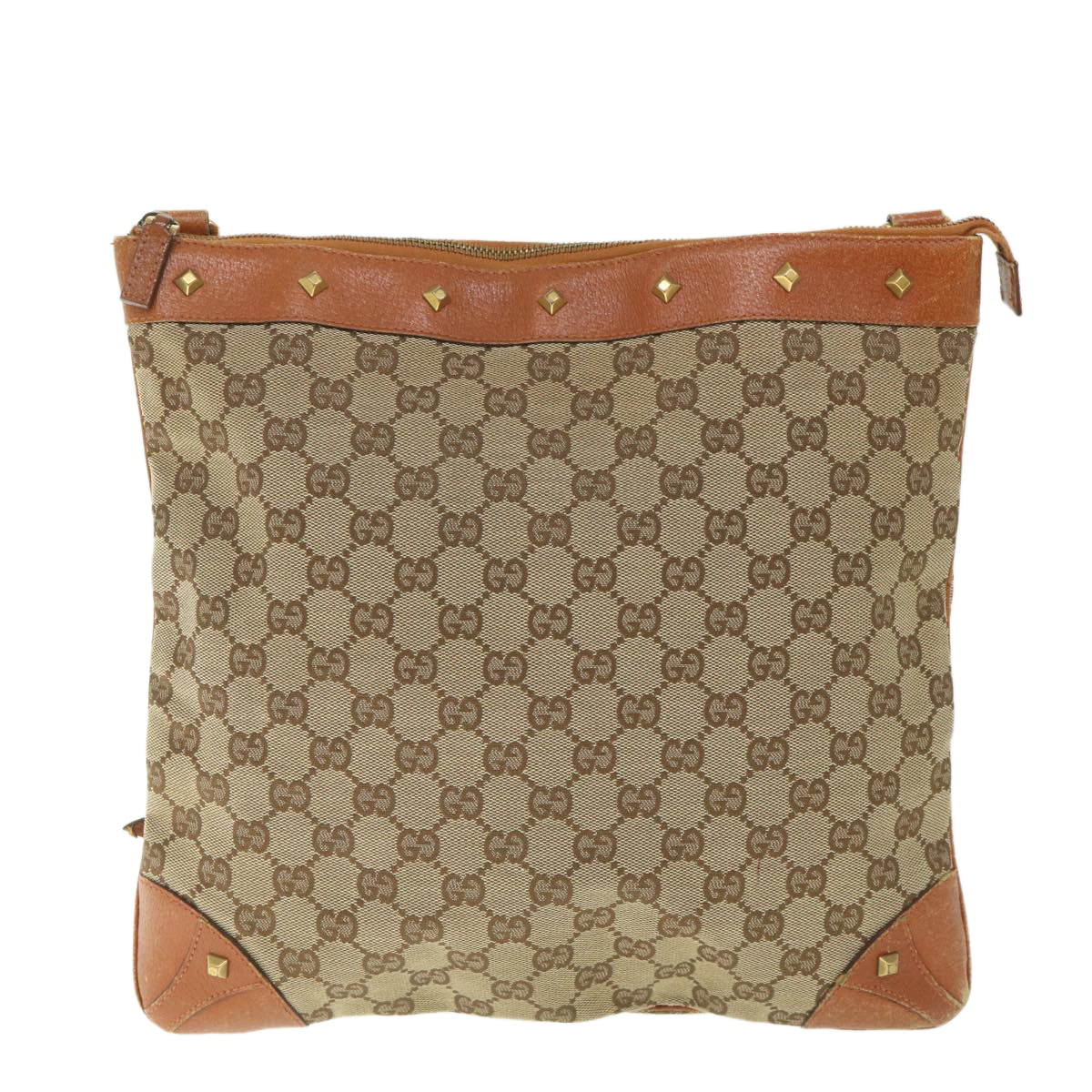 GUCCI GG Canvas Shoulder Bag Beige 120894 Auth ac2335