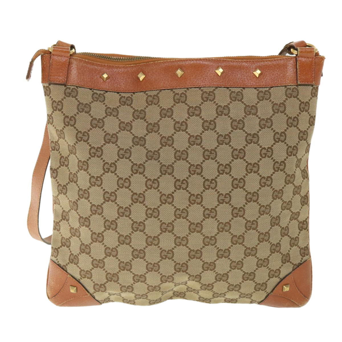 GUCCI GG Canvas Shoulder Bag Beige 120894 Auth ac2335