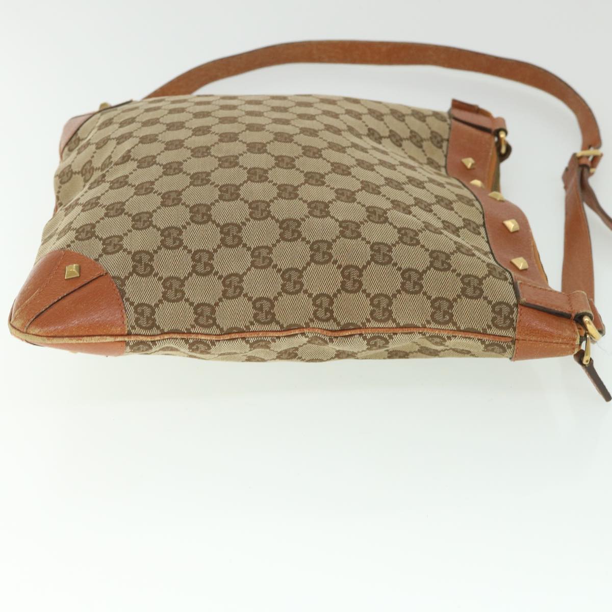 GUCCI GG Canvas Shoulder Bag Beige 120894 Auth ac2335