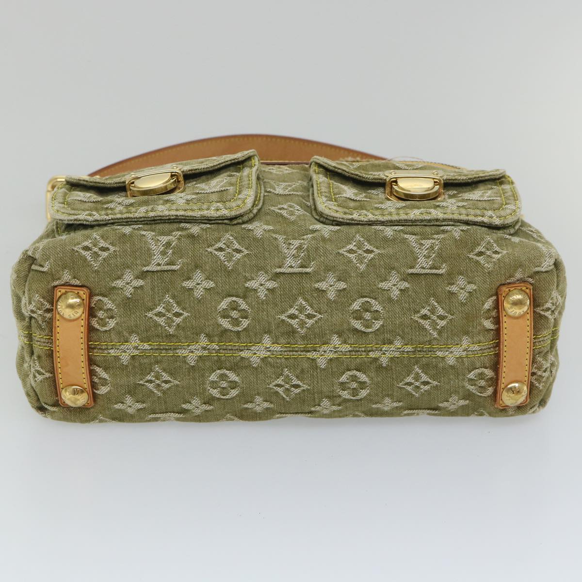 LOUIS VUITTON Monogram Denim Buggy PM Hand Bag Khaki M95213 LV Auth ac2340