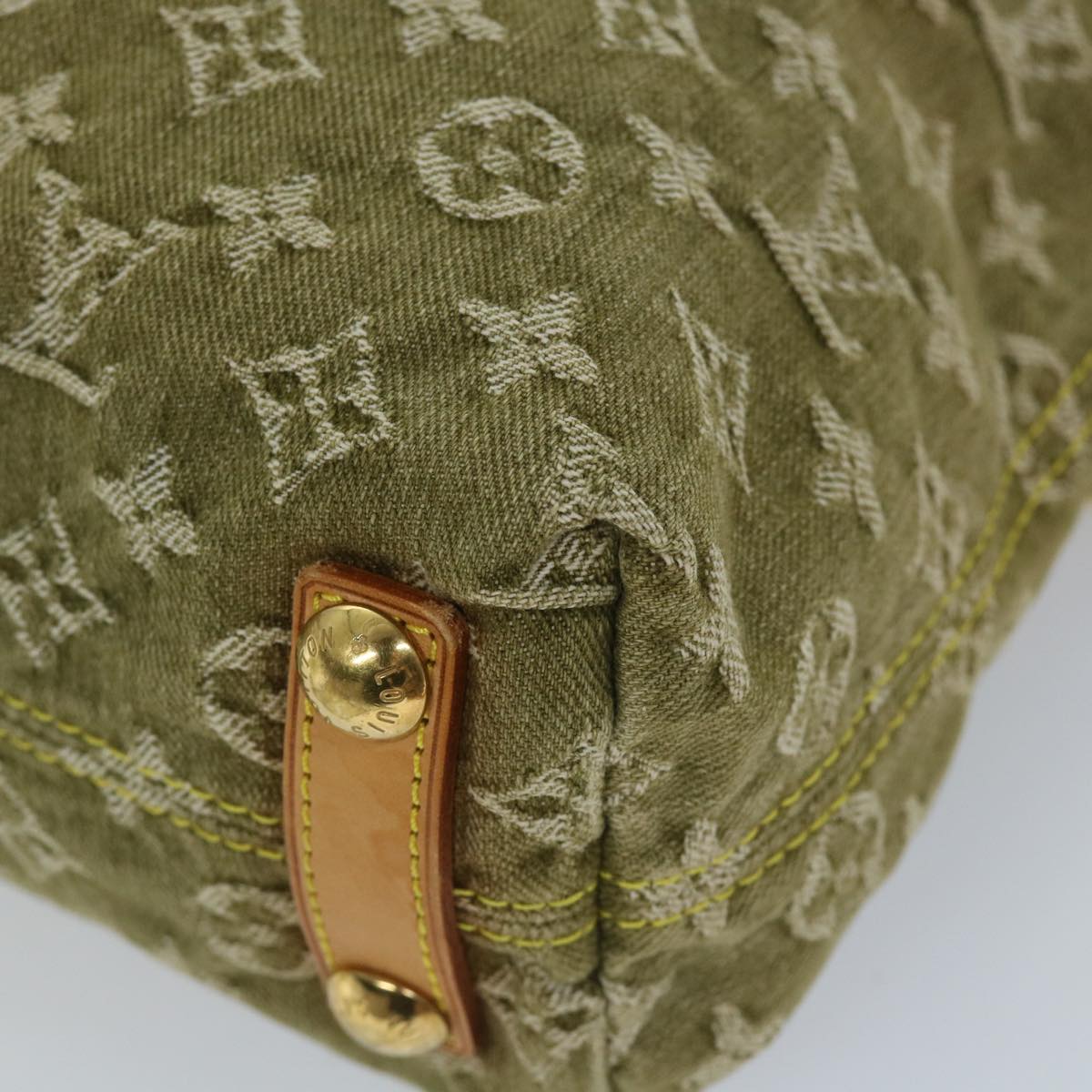 LOUIS VUITTON Monogram Denim Buggy PM Hand Bag Khaki M95213 LV Auth ac2340