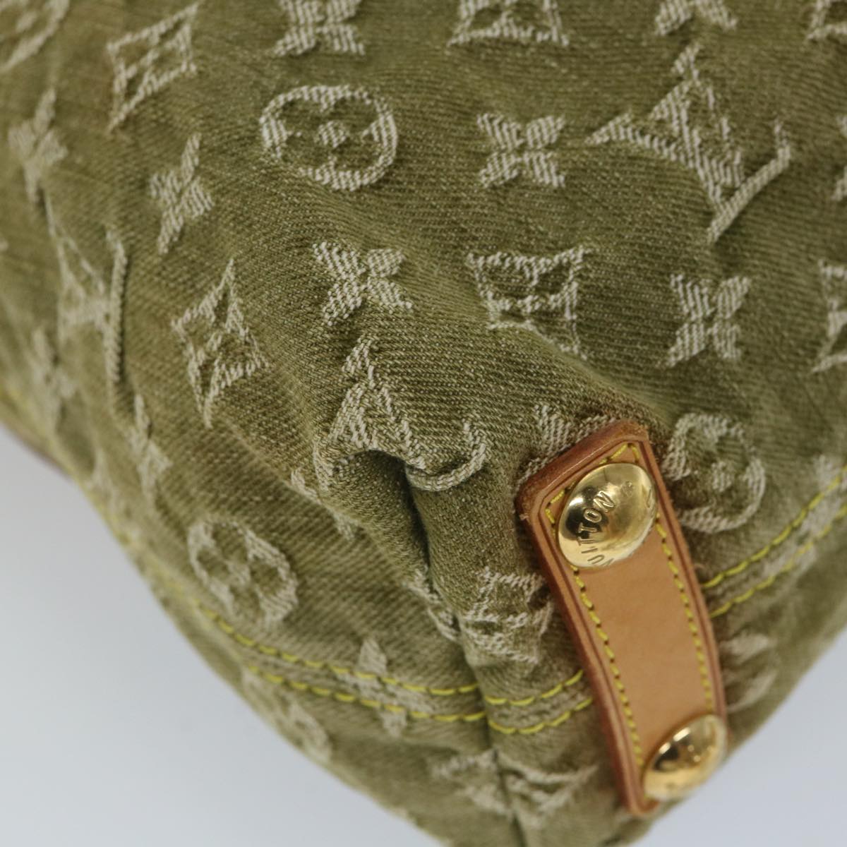 LOUIS VUITTON Monogram Denim Buggy PM Hand Bag Khaki M95213 LV Auth ac2340