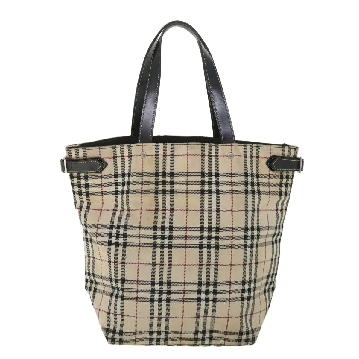 BURBERRY Nova Check Blue Label Tote Bag Nylon Beige Auth ac2344