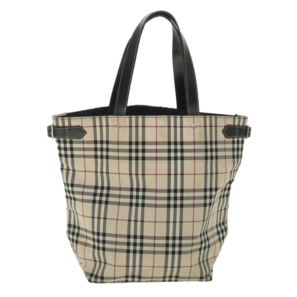 BURBERRY Nova Check Blue Label Tote Bag Nylon Beige Auth ac2344 - 0