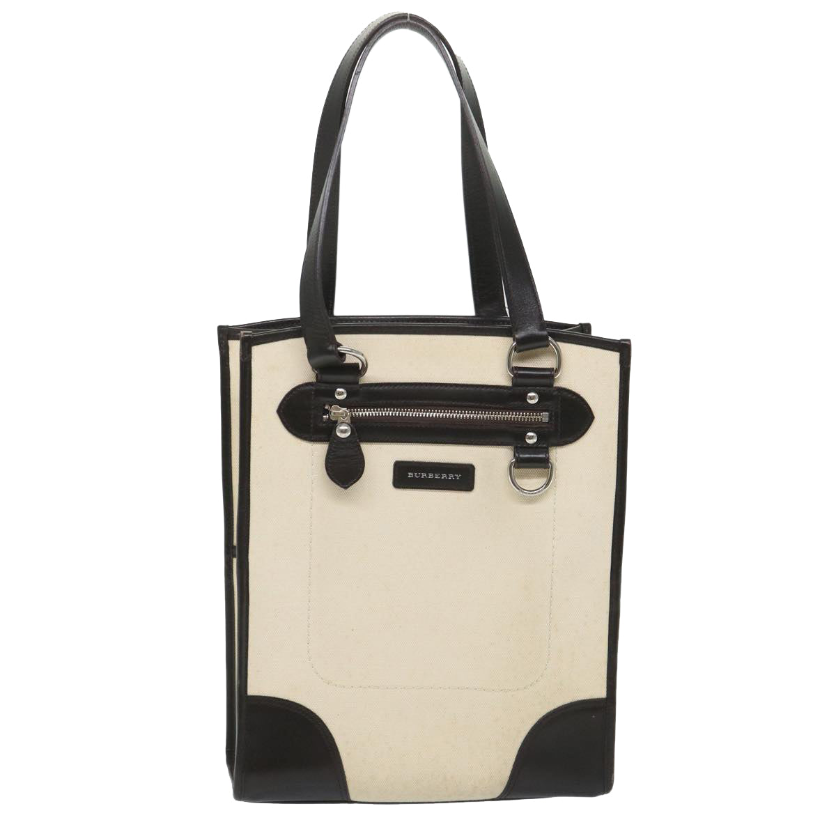 BURBERRY Tote Bag Canvas Beige Auth ac2345