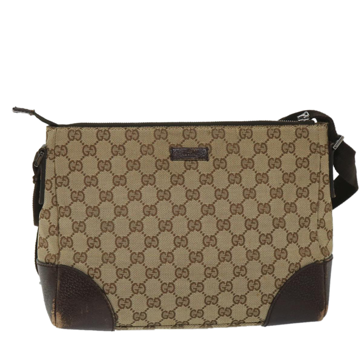 GUCCI GG Canvas Shoulder Bag Beige 114278 Auth ac2364