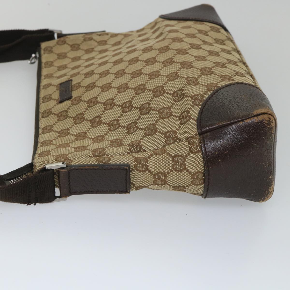 GUCCI GG Canvas Shoulder Bag Beige 114278 Auth ac2364