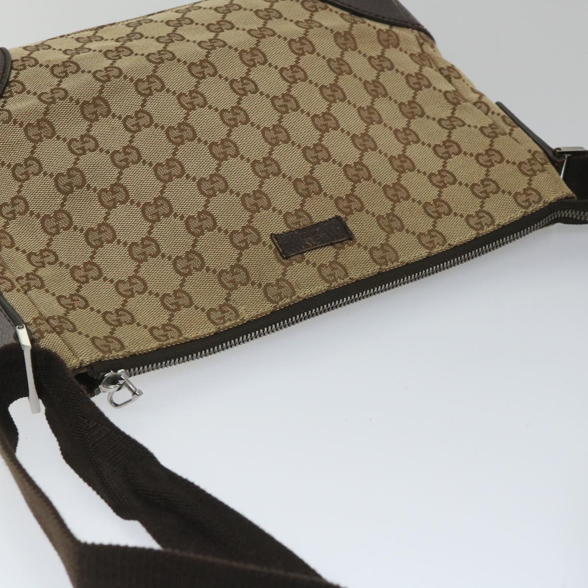 GUCCI GG Canvas Shoulder Bag Beige 114278 Auth ac2364