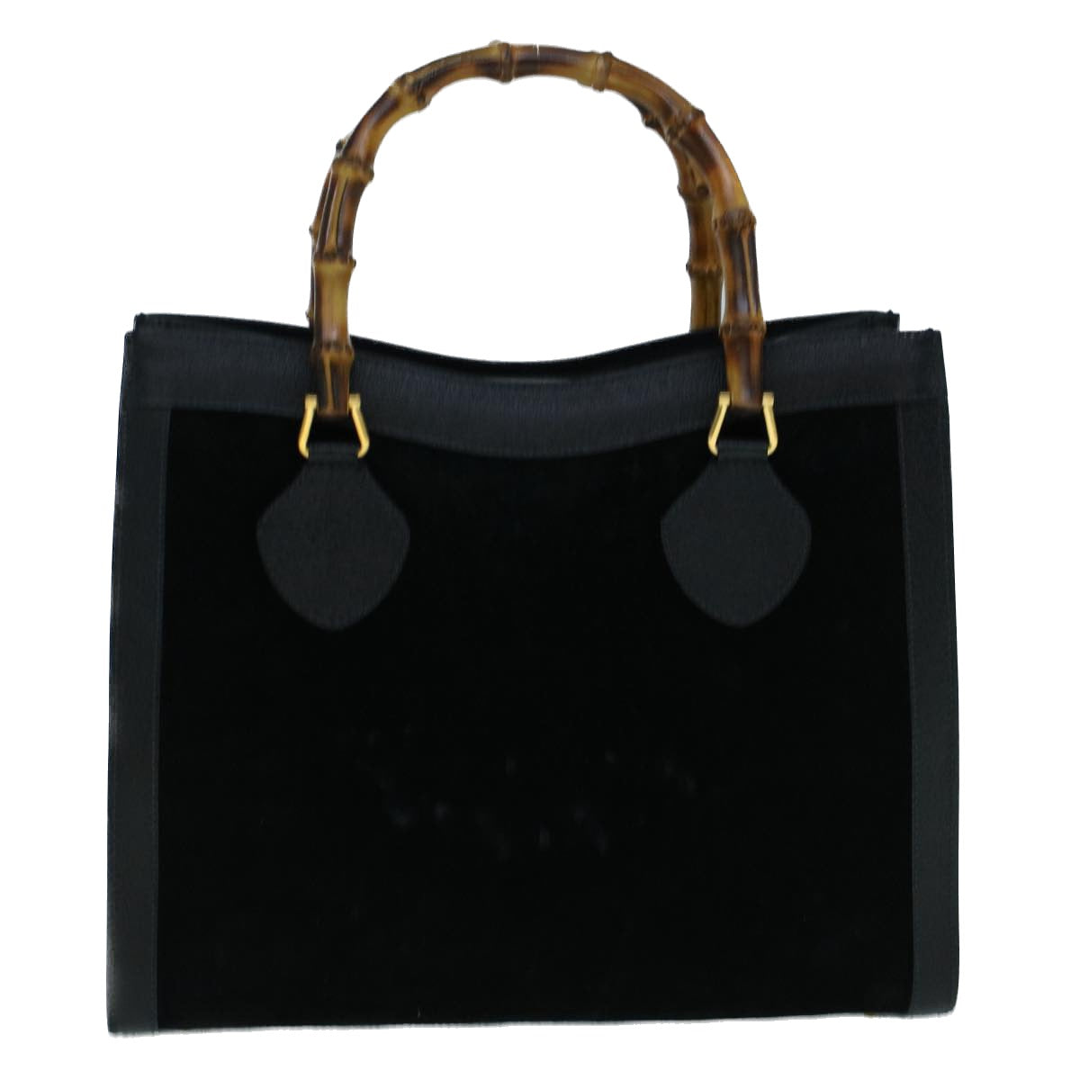 GUCCI Bamboo Hand Bag Suede Black 002 1098 0260 Auth ac2366