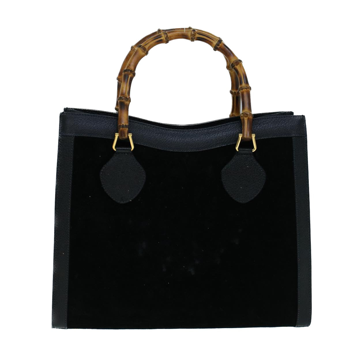 GUCCI Bamboo Hand Bag Suede Black 002 1098 0260 Auth ac2366 - 0