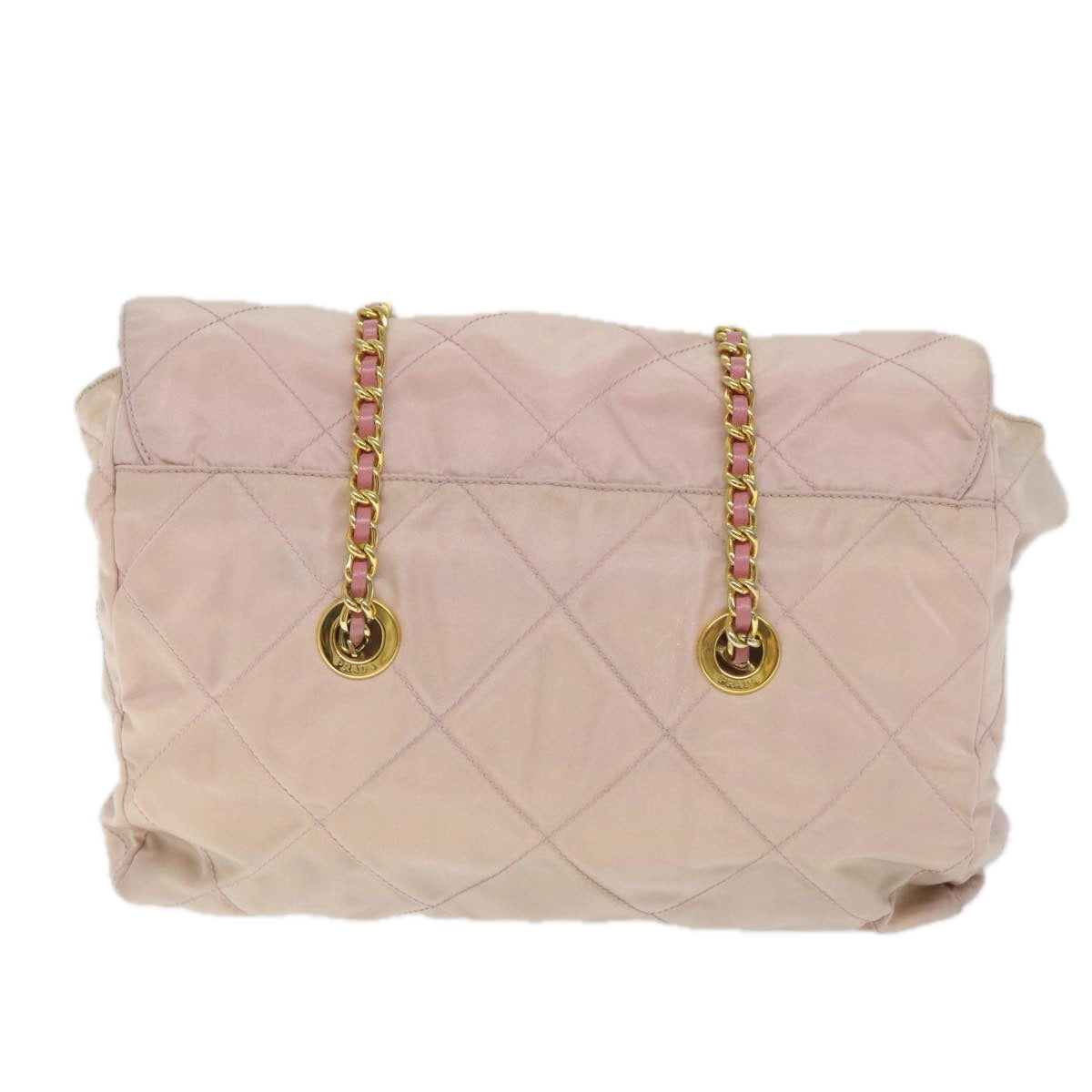 PRADA Chain Shoulder Bag Nylon Pink Auth ac2387