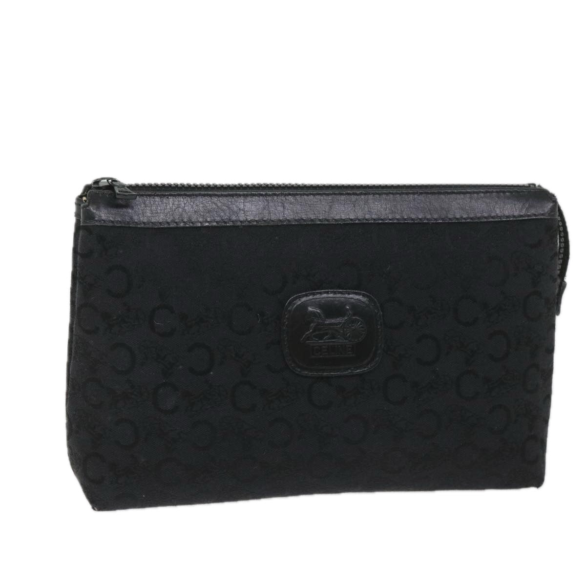 CELINE C Macadam Canvas Pouch Black Auth ac2399