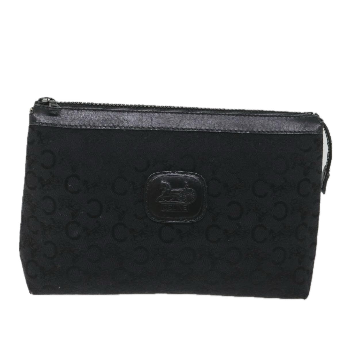 CELINE C Macadam Canvas Pouch Black Auth ac2399