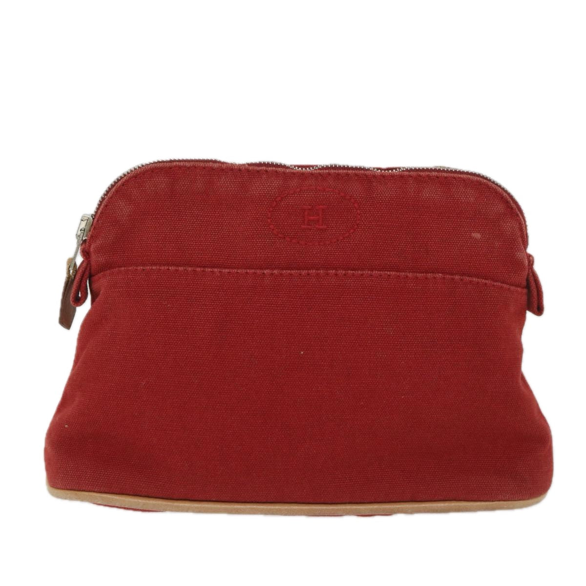 HERMES Bolide PM Pouch Canvas Red Auth ac2402 - 0
