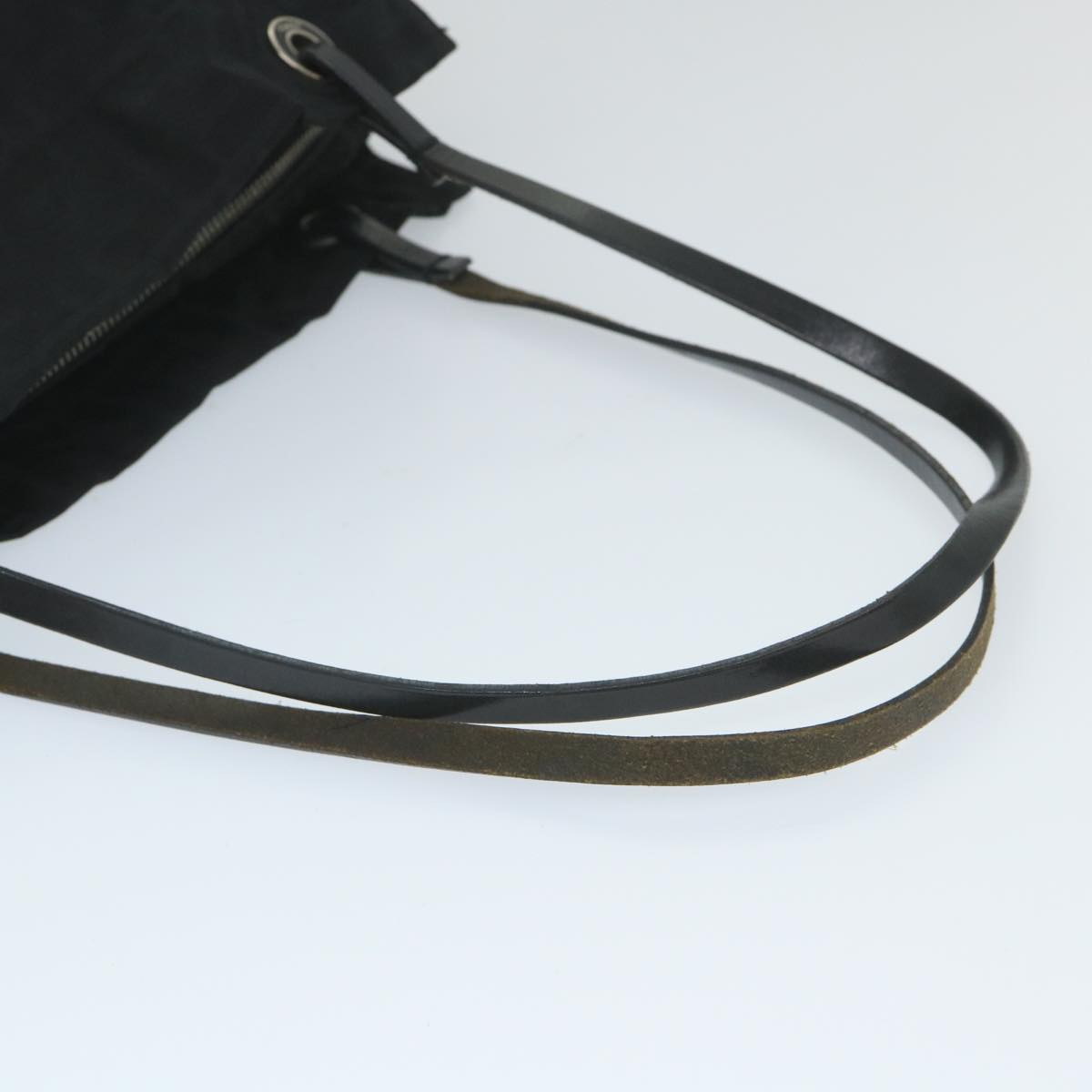 FENDI Zucca Canvas Tote Bag Nylon Leather Black Auth ac2414