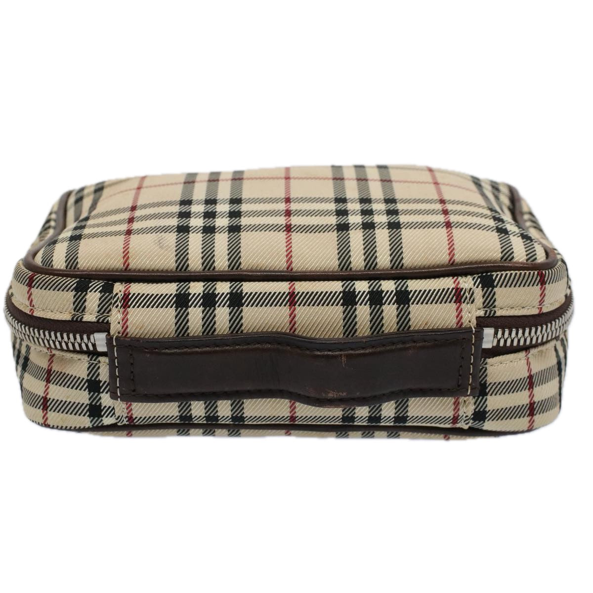 BURBERRY Nova Check Pouch Nylon Canvas Beige Auth ac2419