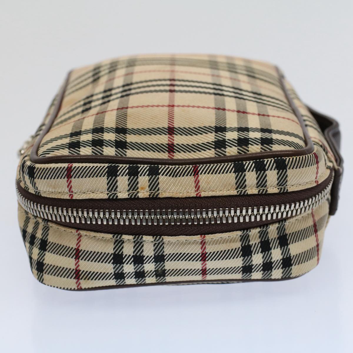 BURBERRY Nova Check Pouch Nylon Canvas Beige Auth ac2419