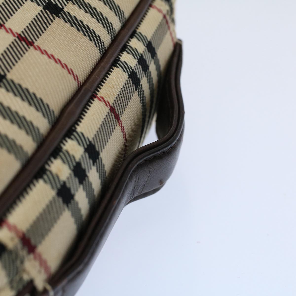 BURBERRY Nova Check Pouch Nylon Canvas Beige Auth ac2419