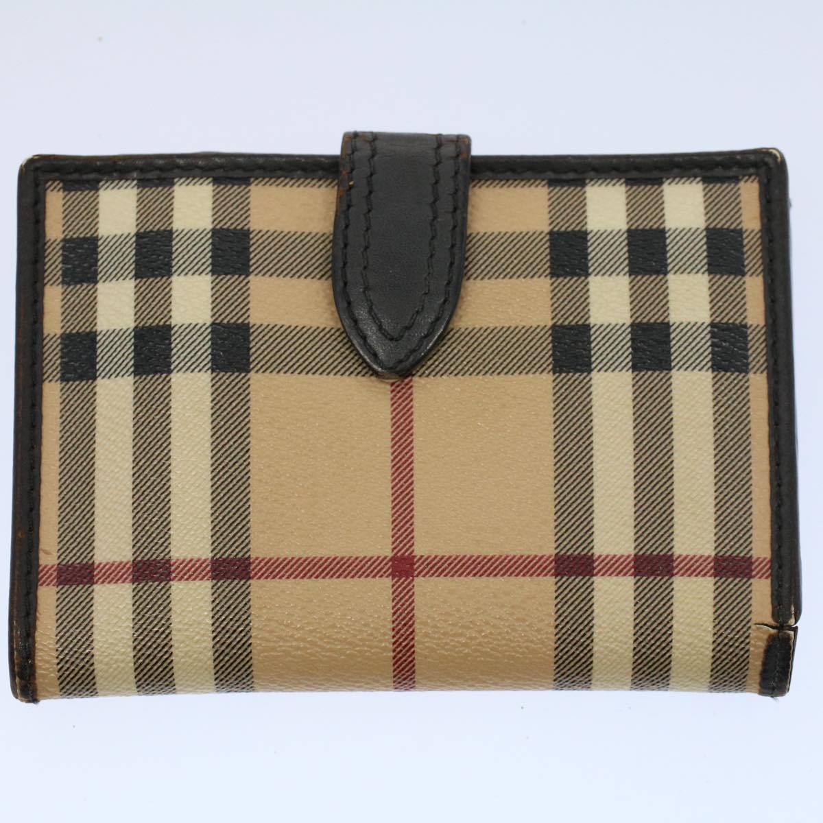 BURBERRY Nova Check Wallet PVC Leather 3Set Beige Black Auth ac2420