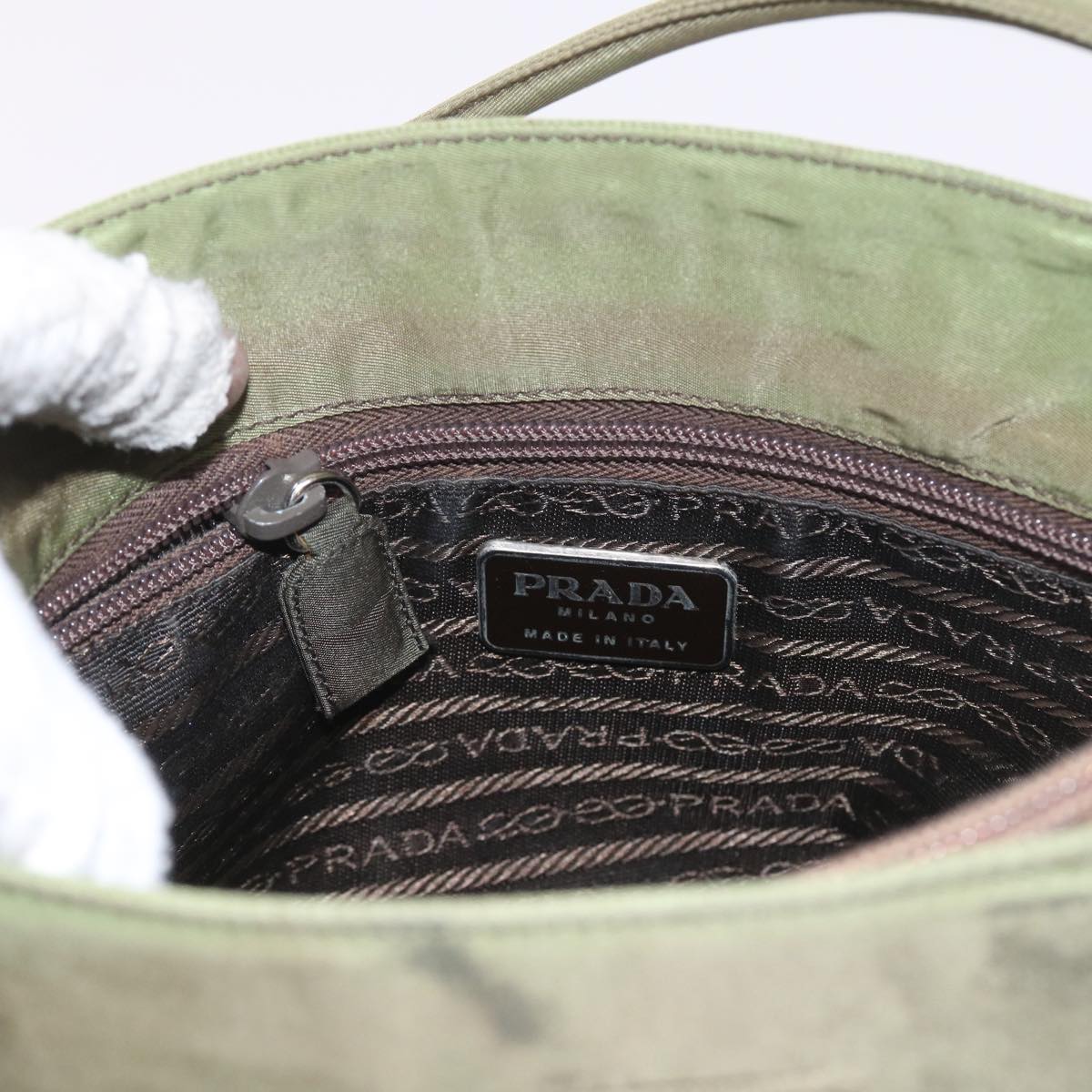 PRADA Shoulder Bag Nylon Khaki Auth ac2422
