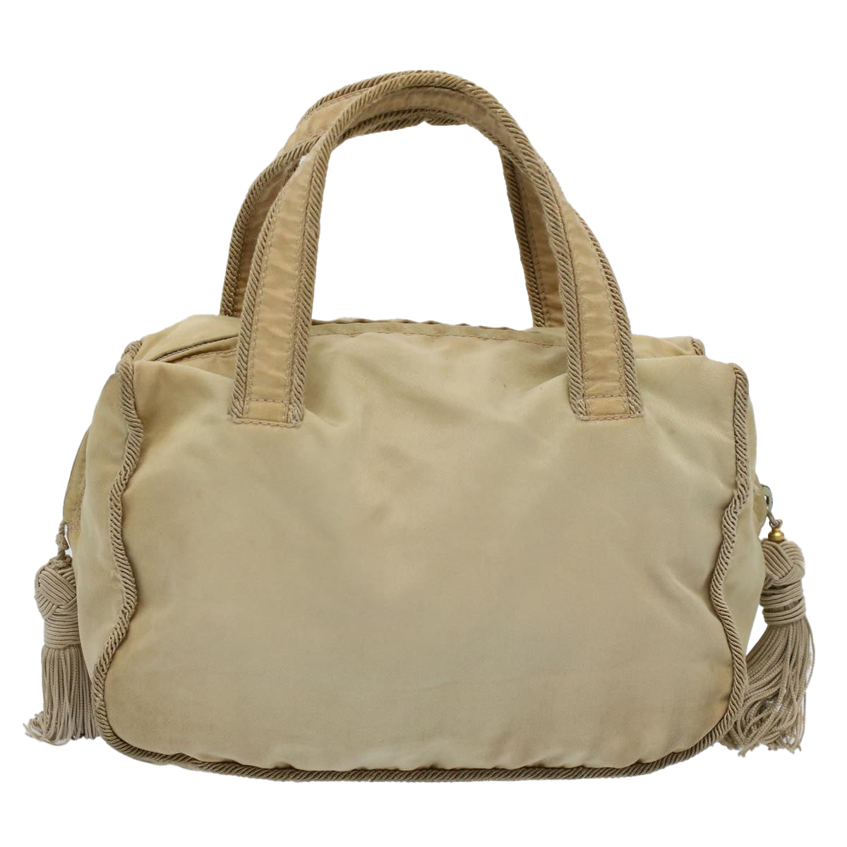 PRADA Hand Bag Nylon Beige Auth ac2449 - 0