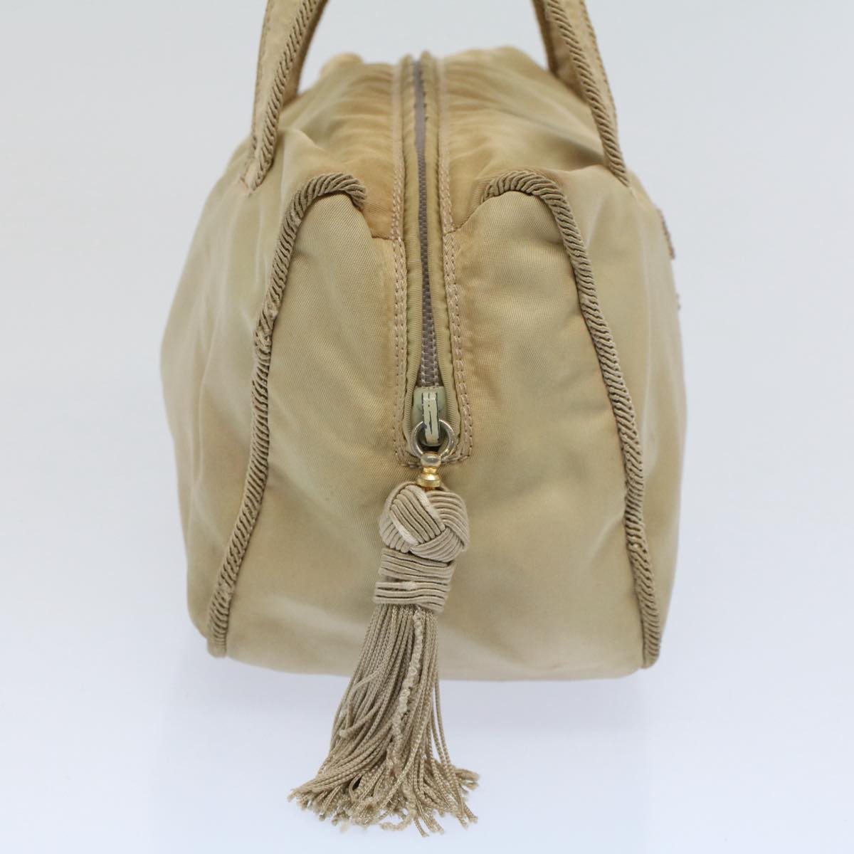 PRADA Hand Bag Nylon Beige Auth ac2449