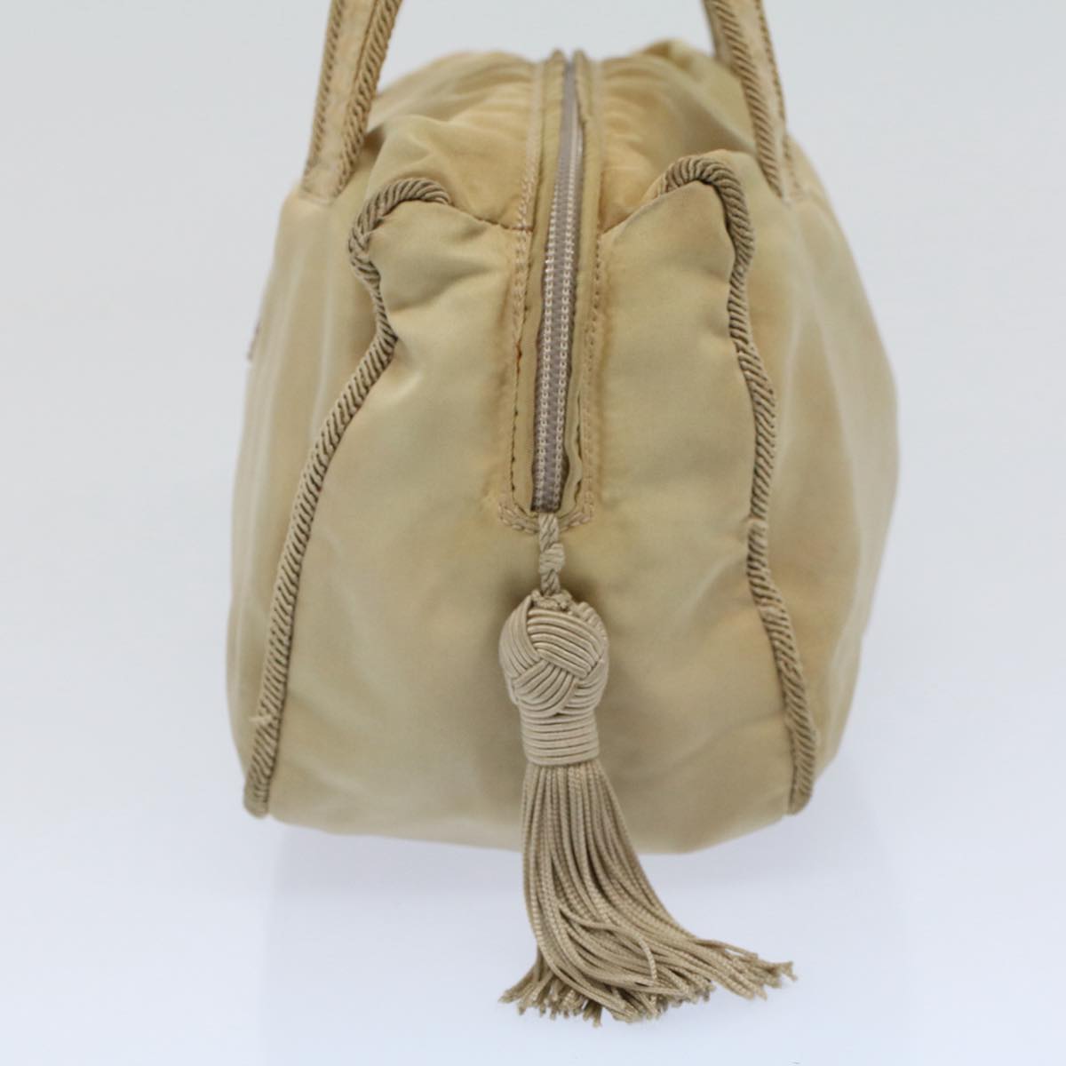 PRADA Hand Bag Nylon Beige Auth ac2449