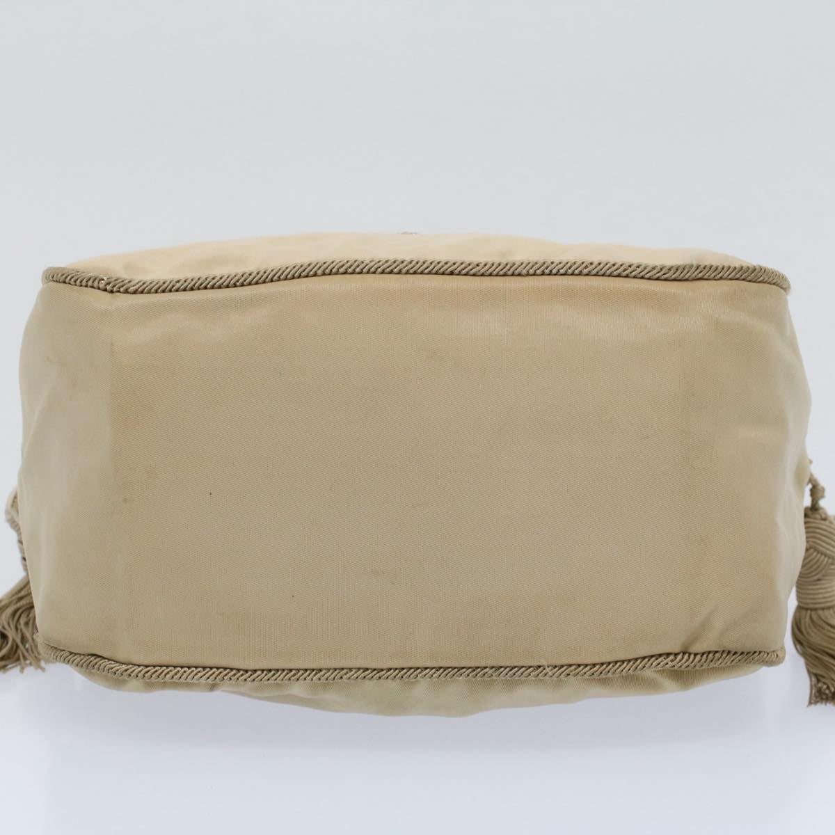 PRADA Hand Bag Nylon Beige Auth ac2449