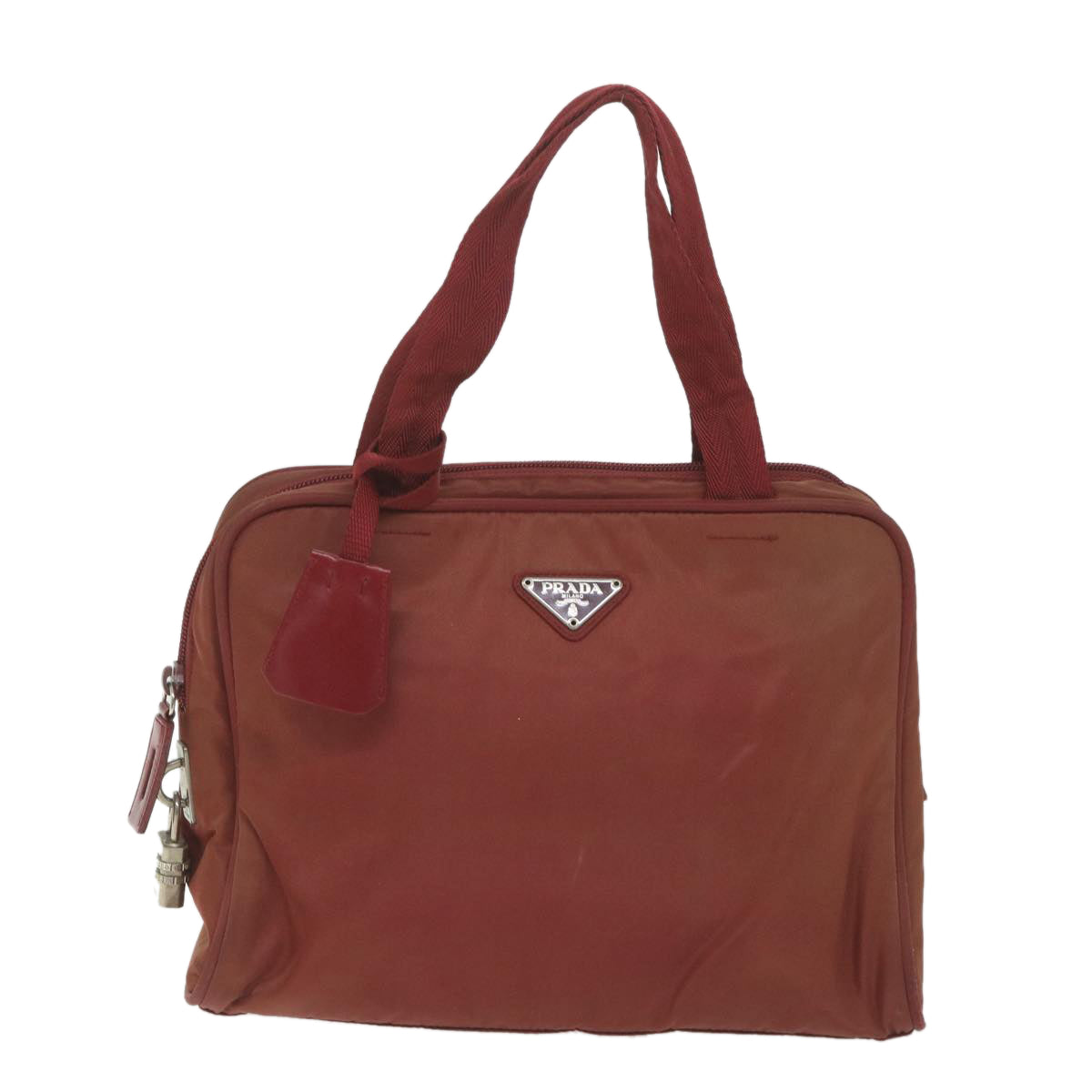 PRADA Hand Bag Nylon Red Auth ac2453