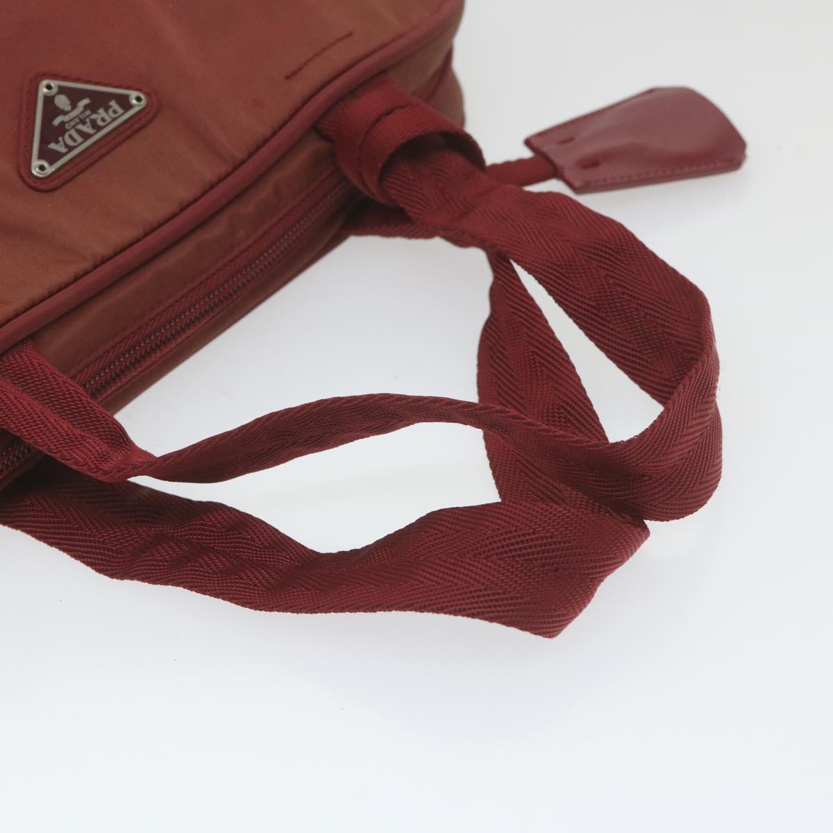 PRADA Hand Bag Nylon Red Auth ac2453