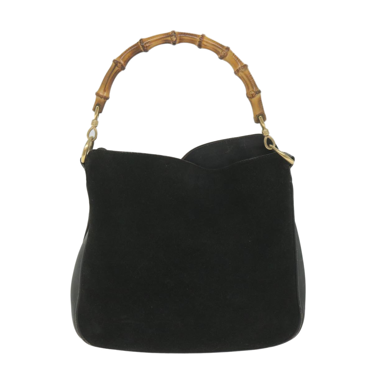 GUCCI Bamboo Shoulder Bag Suede Black Auth ac2471 - 0