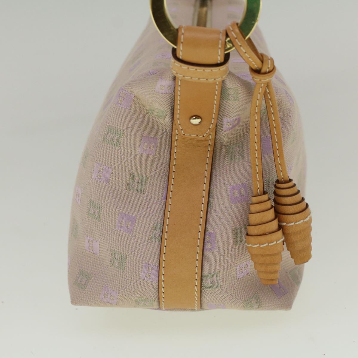 BALLY Shoulder Bag Canvas Pink Auth ac2477