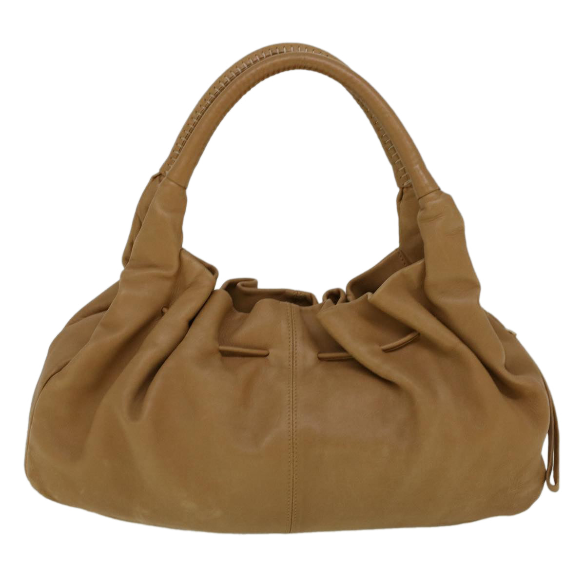 BALLY Shoulder Bag Leather Beige Auth ac2478