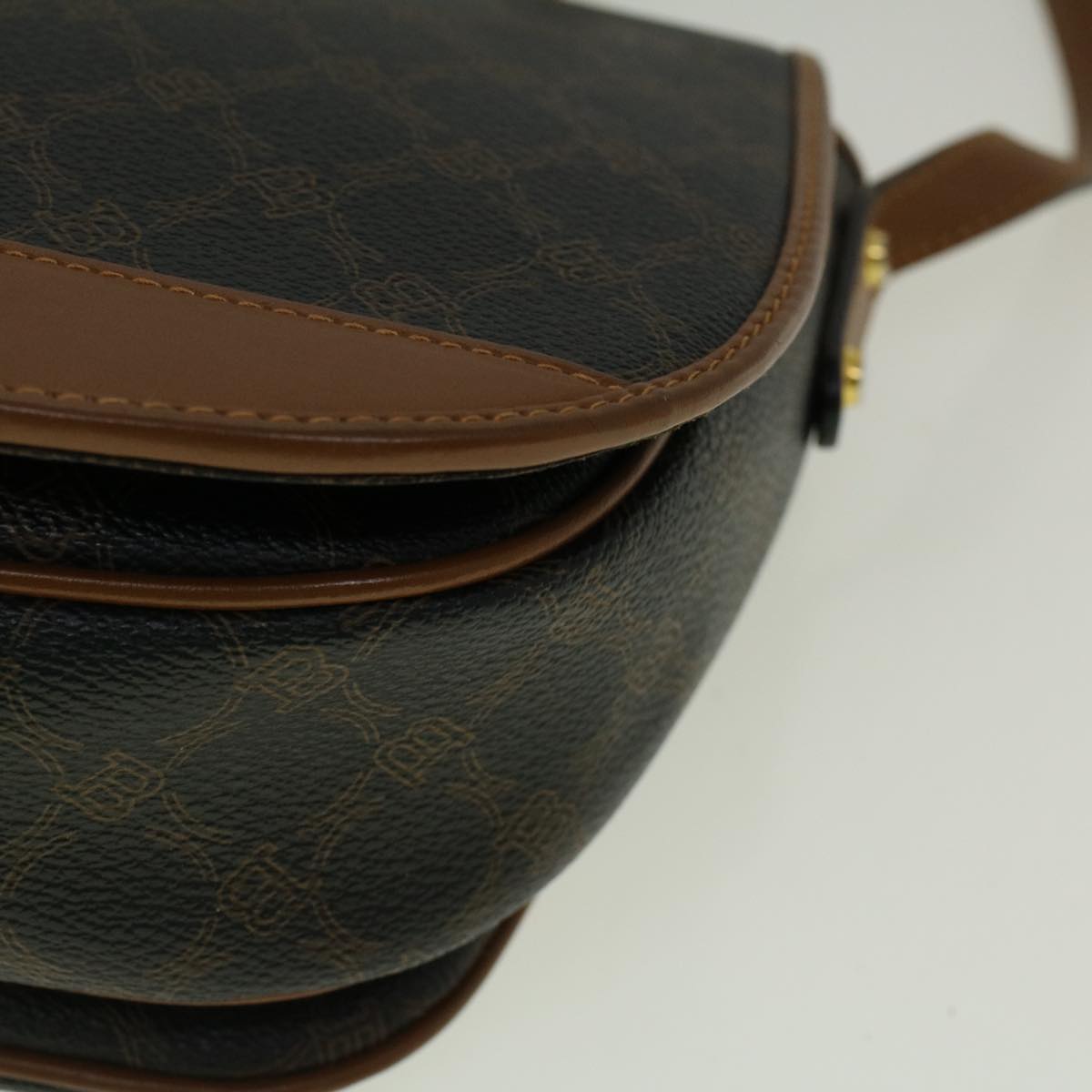 BALLY Shoulder Bag PVC Leather Black Brown Auth ac2480