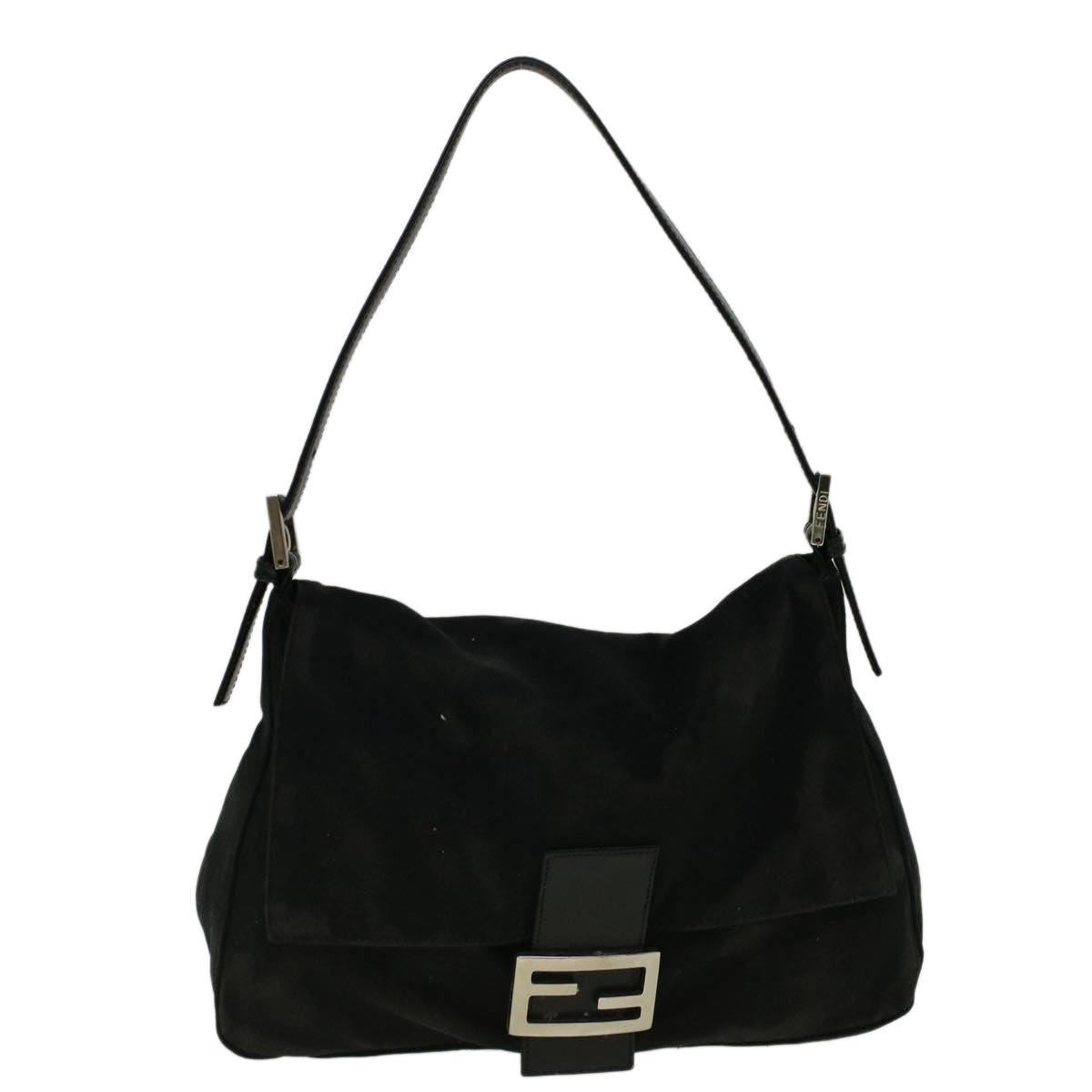 FENDI Mamma Baguette Shoulder Bag Nylon Black Auth ac2482