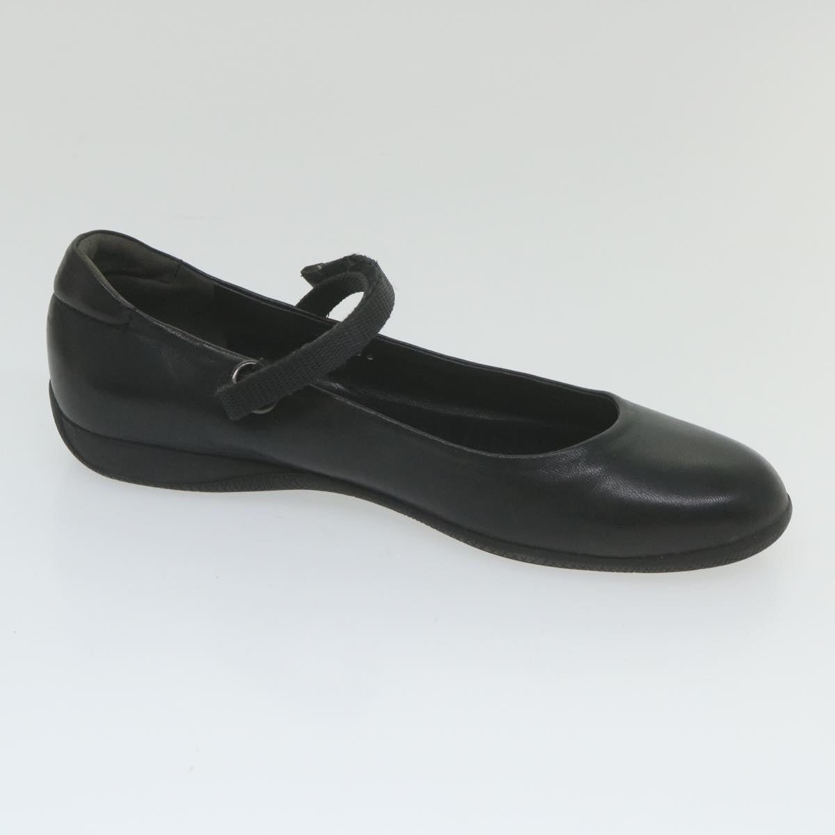 PRADA Sports Pumps Shoes Leather 36 Black Auth ac2487 - 0